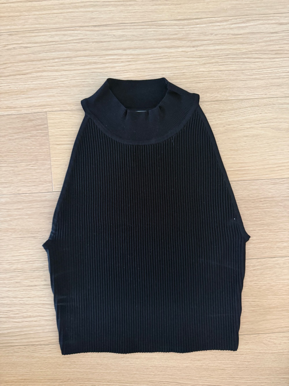 Babaton (Aritzia) Black Ribbed Sleeveless Mock Neck Top